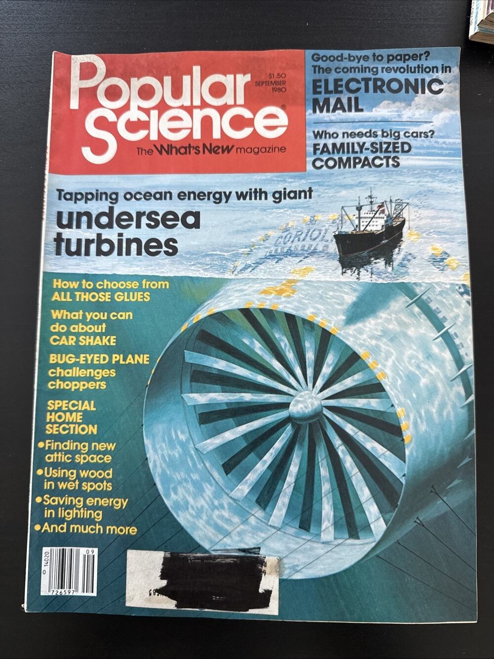 September 1980 Popular Science Magazine Electronic Mail Under Sea Turbines 